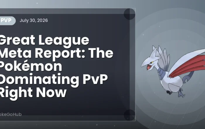 Great League Meta Report: The Pokémon Dominating PvP Right Now — pvp cover art featuring Skarmory, PokeGoHub