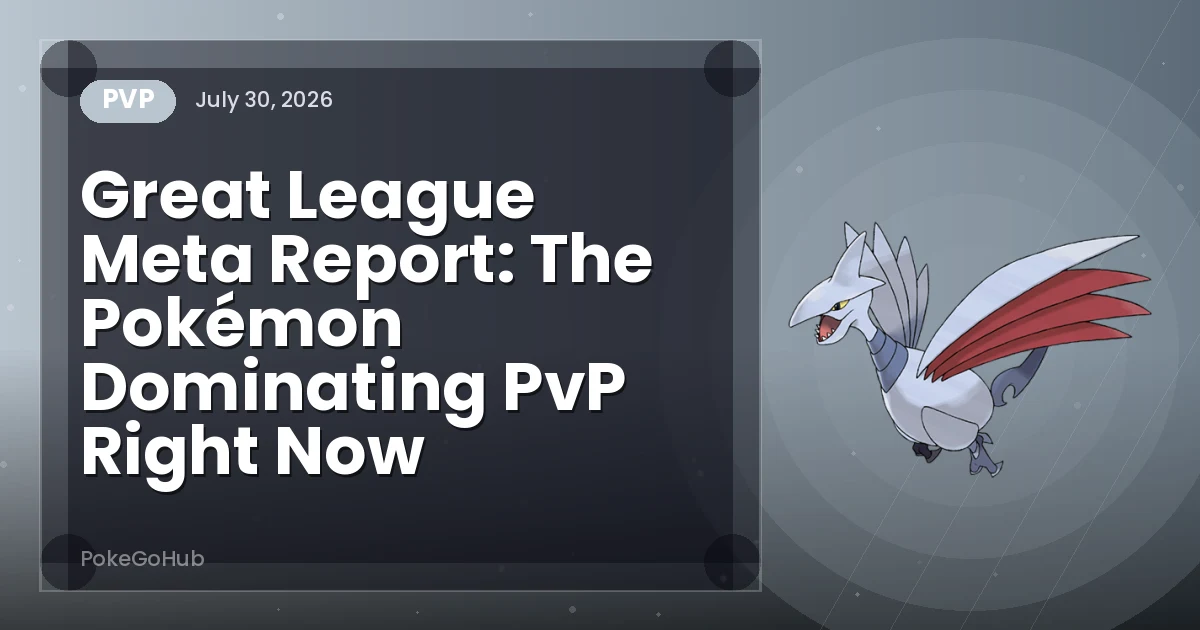 Great League Meta Report: The Pokémon Dominating PvP Right Now — pvp cover art featuring Skarmory, PokeGoHub