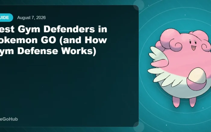 Best Gym Defenders guide editorial cover featuring Blissey, PokeGoHub