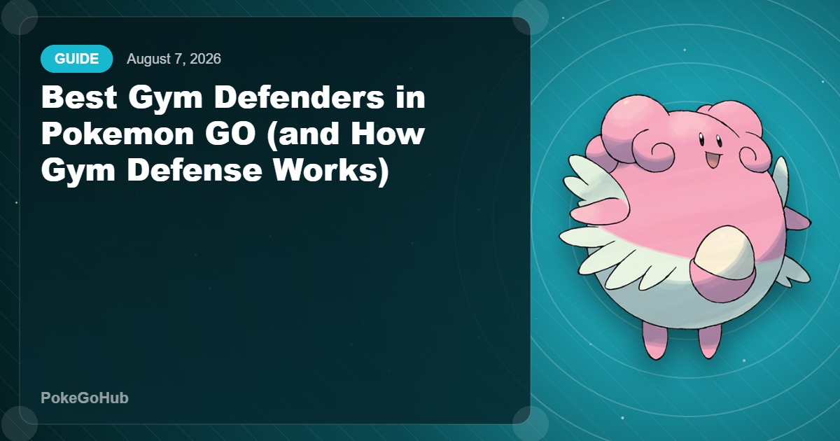 Best Gym Defenders guide editorial cover featuring Blissey, PokeGoHub