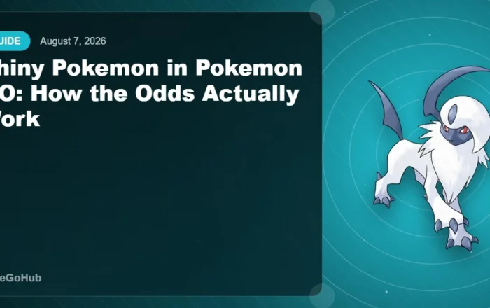 Shiny Pokemon Guide editorial cover featuring Absol, PokeGoHub