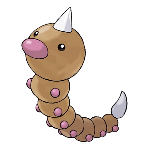 Weedle official artwork, a popular low-candy-cost Pokemon for XP grinding in Pokemon GO